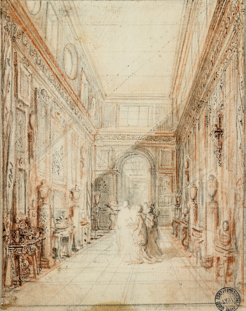 Fig. 7. Gabriel de Saint Aubin, The Randon de Boisset Gallery, 1777. Musée des arts décoratifs, Lyon, Hennezel 5272.a © Lyon, MTMAD – Sylvain Pretto.