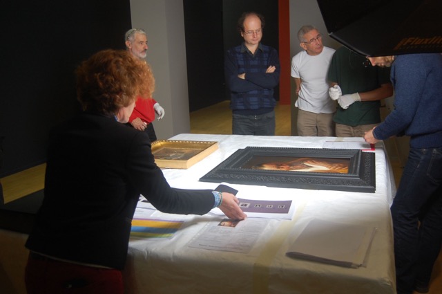 Examining a Jan Lievens from Pau. Photo: Melissa Percival.