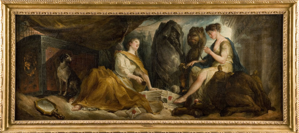 Fig. 2. Gabriel de Saint-Aubin, Allegory of Fidelity and Discretion (Allegory of Archaeology), 1769. Oil on canvas, 48.9 x 122.6 cm. Utah Museum of Fine Arts, University of Utah, Salt Lake City. © Image courtesy of Utah Museum of Fine Arts, University of Utah, Salt Lake City.