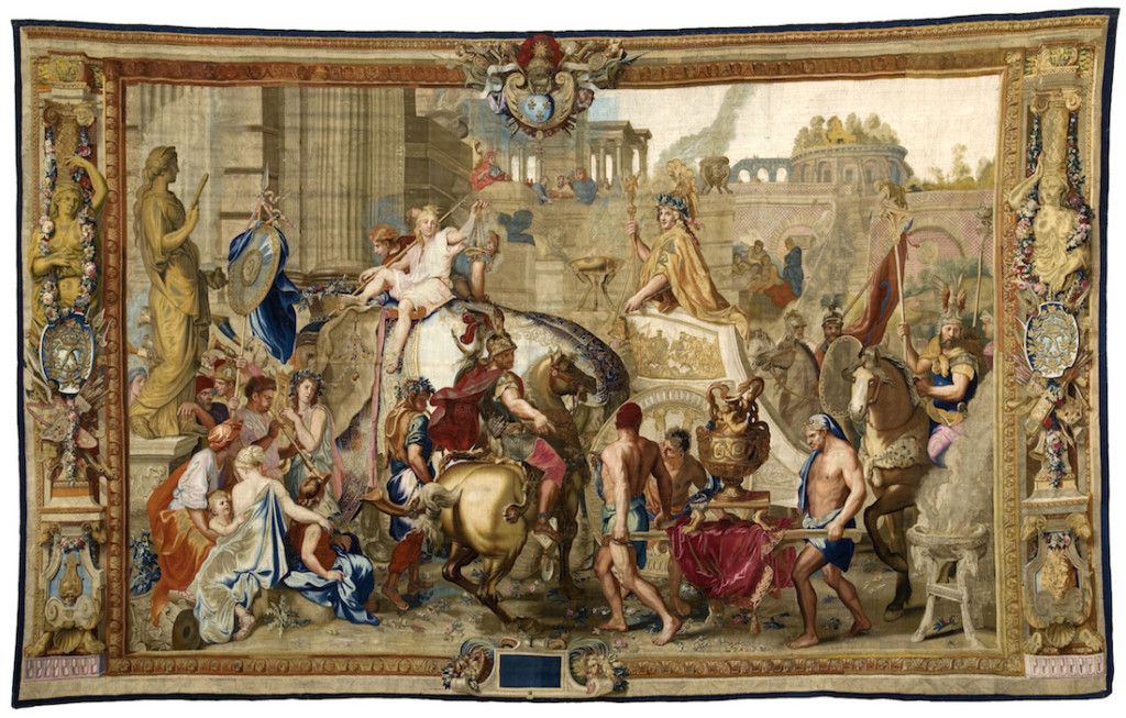 Fig. 2. Workshop of Jean Jans the Elder, Jean Jans the Younger or Jean Lefebvre (After Charles Le Brun), The Entry of Alexander into Babylon, ca. 1665-1672. Wool, silk, gilt metal- and silver-wrapped thread, 495 x 810 cm. Le Mobilier National. Image © Le Mobilier National. Photo by Lawrence Perquis.