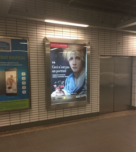 Exhibition poster of Sweerts’s Boy with a Turban in the Toulouse metro. Photo: Melissa Percival.