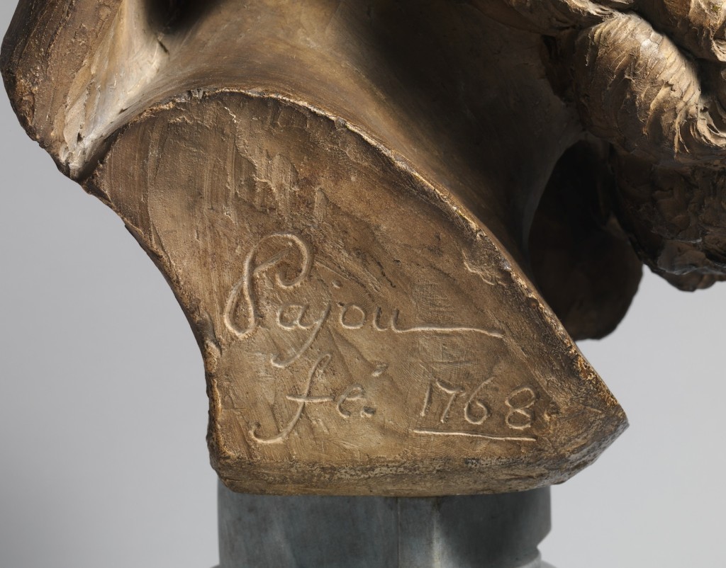 Fig. 7. Augustin Pajou, Head of a Bearded Elder (detail of the signature), 1768. Terracotta. The Metropolitan Museum of Art. Purchase, Lila Acheson Wallace Gift, 2003. www.metmuseum.org. 
