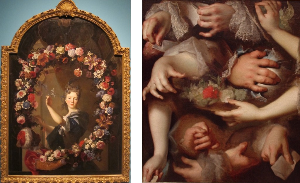 LEFT: Fig. 11. Nicolas de Largillière and Jean-Baptiste Belin, Hélène Lambert de Thorigny, oil on canvas, c. 1696–1700. The Honolulu Museum of Art. Image: Wikimedia Commons. RIGHT: Fig. 12. Nicolas de Largillière, Study of Hands, oil on canvas, c.1713–1714. Musée du Louvre, Paris. Image: Wikimedia Commons.