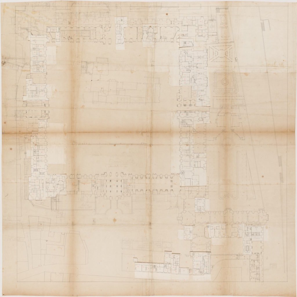 Fig.1. Plan of the ground floor of the Cour Carrée with mezzanines, ink and graphite additions on paper, 92 x 92 cm, 1745-1754. Collection Centre Canadien d'Architecture/ Canadian Centre for Architecture, Montréal. DR1986:0695:059.