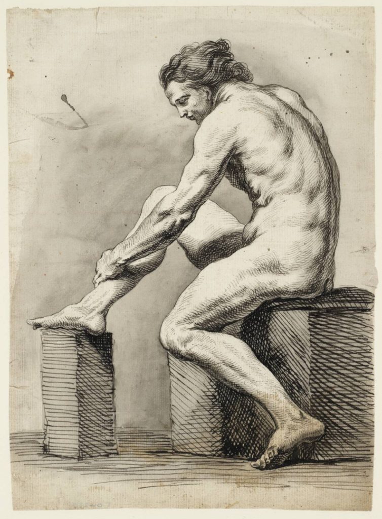 Fig.6. Joseph Highmore, Academy Study of a Male Nude, date not known. Ink and watercolour on paper, support 23.3 x 17 cm. Image released under Creative Commons CC-BY-NC-ND (3.0 Unported) © Tate 2016.