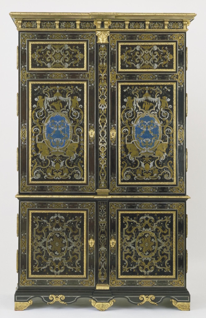 Unknown maker, boulle marquetry armoire, c. 1700, ebony veneers, engraved pewter , brass and horn marquetry on an oak carcase, bequeathed by Mr John Jones, London. © Victoria and Albert Museum, London.