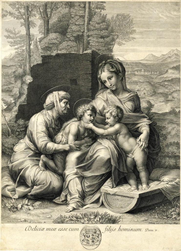 Fig. 3. François de Poilly, The Little Holy Family, 1648-1681. Engraving, 407 mm x 301 mm. The British Museum, 1917,1208.1533. CC BY-NC-SA 4.0 © The Trustees of the British Museum.